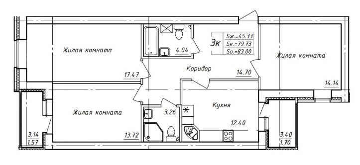 планировка квартиры 83 м2